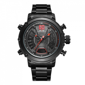Ceas WEIDE, Quartz, Casual Sport, Rosu, Curea Metalica, WH6905B-2C