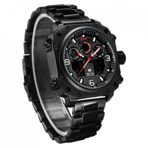 Ceas WEIDE, Quartz, Casual Sport, Rosu, Curea Metalica, WH7303B-1C