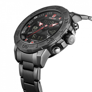 Ceas WEIDE, Quartz, Casual Sport, Rosu, Curea Metalica, WH8503B-2C