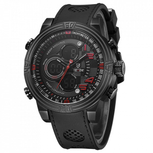 Ceas WEIDE, Quartz, Casual Sport, Rosu, Curea Piele, WH5209B-6C