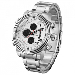 Ceas WEIDE, Quartz, Casual Sport, Alb, Curea Metalica, WH5209-2C