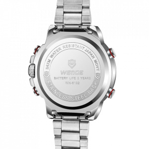 Ceas WEIDE, Quartz, Casual Sport, Alb, Curea Metalica, WH6102-2C