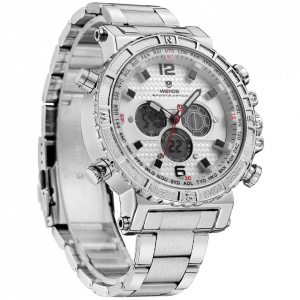 Ceas WEIDE, Quartz, Casual Sport, Alb, Curea Metalica, WH6305-2C