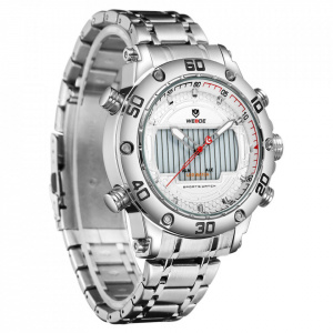 Ceas WEIDE, Quartz, Casual Sport, Alb, Curea Metalica, WH6910-2C