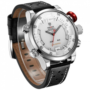 Ceas WEIDE, Quartz, Casual Sport, Alb, Curea Piele, WH5210-2