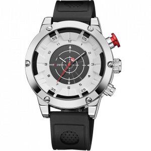 Ceas WEIDE, Quartz, Casual Sport, Alb, Curea Piele, WH6301-2C
