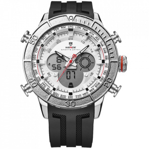 Ceas WEIDE, Quartz, Casual Sport, Alb, Curea Silicon, WH6308-4C