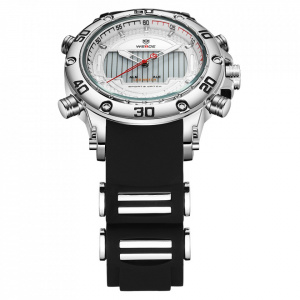 Ceas WEIDE, Quartz, Casual Sport, Alb, Curea Silicon, WH6910-4C