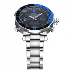 Ceas WEIDE, Quartz, Casual Sport, Albastru, Curea Metalica, WH5203-5C