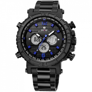 Ceas WEIDE, Quartz, Casual Sport, Albastru, Curea Metalica, WH6305B-4C