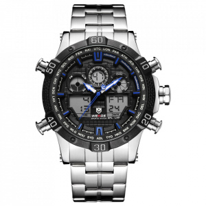 Ceas WEIDE, Quartz, Casual Sport, Albastru, Curea Metalica, WH6901-5C
