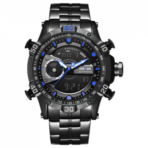 Ceas WEIDE, Quartz, Casual Sport, Albastru, Curea Metalica, WH6902B-4C