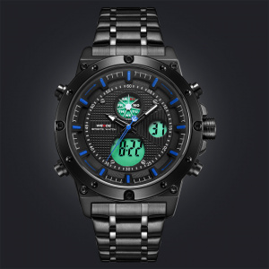 Ceas WEIDE, Quartz, Casual Sport, Albastru, Curea Metalica, WH6906B-4C