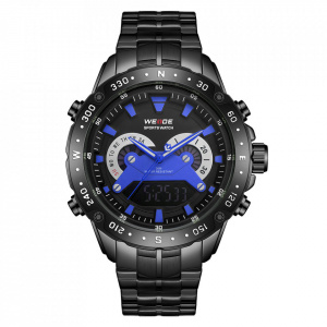 Ceas WEIDE, Quartz, Casual Sport, Albastru, Curea Metalica, WH8501B-3C