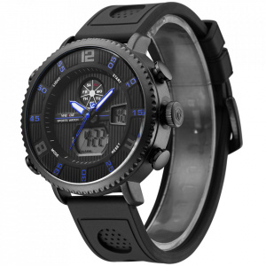 Ceas WEIDE, Quartz, Casual Sport, Albastru, Curea Piele, WH6106B-4C