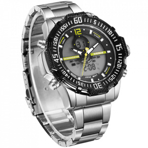 Ceas WEIDE, Quartz, Casual Sport, Galben, Curea Metalica, WH6105-4C