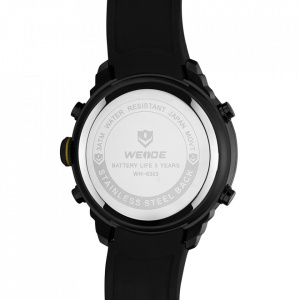 Ceas WEIDE, Quartz, Casual Sport, Galben, Curea Silicon, WH6303B-7C