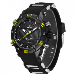 Ceas WEIDE, Quartz, Casual Sport, Galben, Curea Silicon, WH6910B-7C