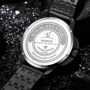 Ceas WEIDE, Quartz, Casual Sport, Negru, Curea Metalica, UV1702B-1C