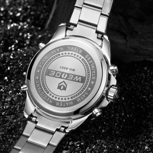 Ceas WEIDE, Quartz, Casual Sport, Negru, Curea Metalica, WH8501-1C