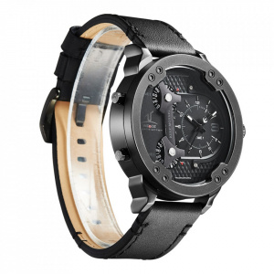 Ceas WEIDE, Quartz, Casual Sport, Negru, Curea Piele, UV1506B-1C