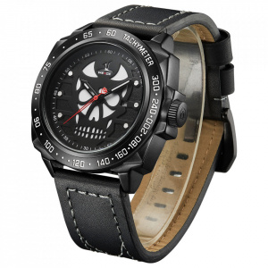 Ceas WEIDE, Quartz, Casual Sport, Negru, Curea Piele, UV1510B-1C