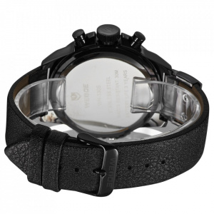 Ceas WEIDE, Quartz, Casual Sport, Negru, Curea Piele, WH3305B-1C
