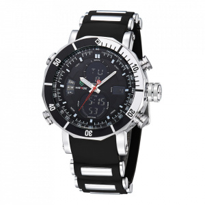 Ceas WEIDE, Quartz, Casual Sport, Negru, Curea Silicon, WH5203-7C