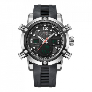 Ceas WEIDE, Quartz, Casual Sport, Negru, Curea Silicon, WH5205-7C