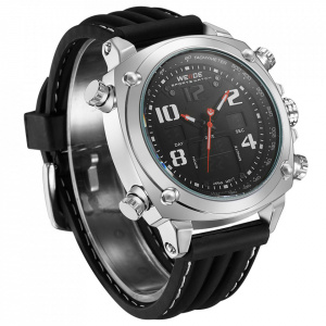 Ceas WEIDE, Quartz, Casual Sport, Negru, Curea Silicon, WH5208-1C