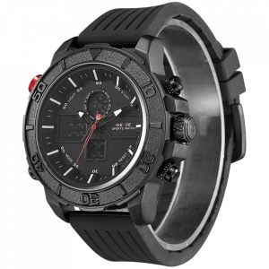 Ceas WEIDE, Quartz, Casual Sport, Negru, Curea Silicon, WH6108B-6C