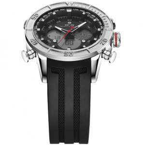 Ceas WEIDE, Quartz, Casual Sport, Negru, Curea Silicon, WH6308-3C