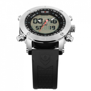 Ceas WEIDE, Quartz, Casual Sport, Negru, Curea Silicon, WH6309-1C