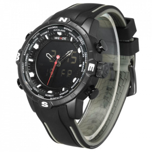 Ceas WEIDE, Quartz, Casual Sport, Negru, Curea Silicon, WH6310B-1C