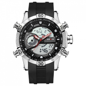 Ceas WEIDE, Quartz, Casual Sport, Negru, Curea Silicon, WH6902-3C