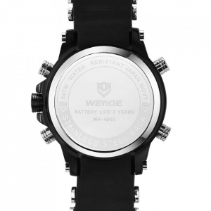 Ceas WEIDE, Quartz, Casual Sport, Negru, Curea Silicon, WH6910B-5C