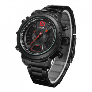 Ceas WEIDE, Quartz, Casual Sport, Rosu, Curea Metalica, WH6905B-2C