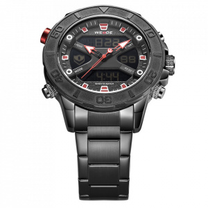Ceas WEIDE, Quartz, Casual Sport, Rosu, Curea Metalica, WH8503B-2C