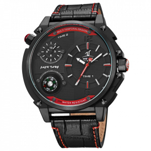 Ceas WEIDE, Quartz, Casual Sport, Rosu, Curea Piele, UV1507B-2C