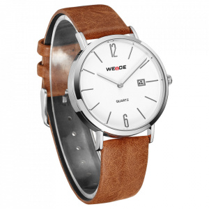 Ceas WEIDE, Quartz, Clasic, Alb, Curea Piele, WD007-2C