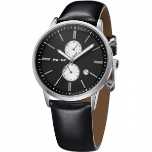 Ceas WEIDE, Quartz, Clasic, Negru, Curea Piele, WH3302-1C
