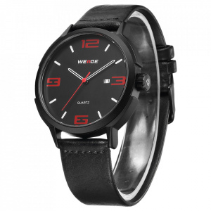 Ceas WEIDE, Quartz, Clasic, Rosu, Curea Piele, WD004B-1C