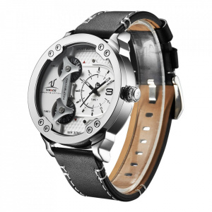 Ceas WEIDE, Quartz, Casual Sport, Alb, Curea Piele, UV1506-2C