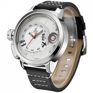 Ceas WEIDE, Quartz, Casual Sport, Alb, Curea Piele, UV1606-2C