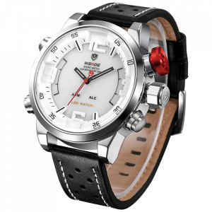 Ceas WEIDE, Quartz, Casual Sport, Alb, Curea Piele, WH5210-2