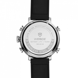 Ceas WEIDE, Quartz, Casual Sport, Alb, Curea Piele, WH6106-2C