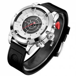 Ceas WEIDE, Quartz, Casual Sport, Alb, Curea Piele, WH6301-2C
