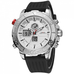 Ceas WEIDE, Quartz, Casual Sport, Alb, Curea Silicon, WH6108-4C