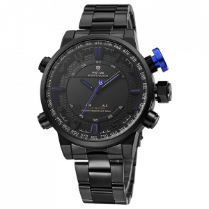 Ceas WEIDE, Quartz, Casual Sport, Albastru, Curea Metalica, WH6402B-4C