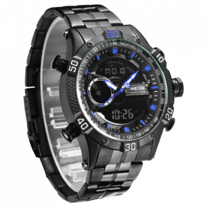 Ceas WEIDE, Quartz, Casual Sport, Albastru, Curea Metalica, WH6902B-4C